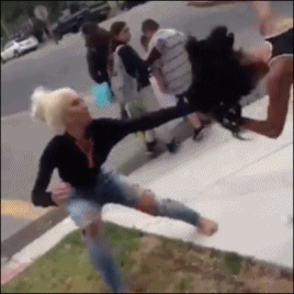 bustygirlfights: I LOVE THAT FLYING KICK !!! That was a pretty gangsta kick right there