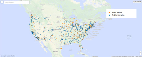 Google Map Of Bookstores And Public Libraries Across The United StatesSee all these pins?! Visit one