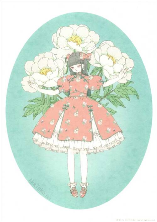 PEONY DRESS by Kira Imai is an A4 sized print on heavyweight cardstock. Limited edition of 50 pieces