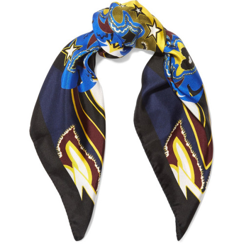 Mary Katrantzou Printed silk-twill scarf ❤ liked on Polyvore (see more colorful shawls)