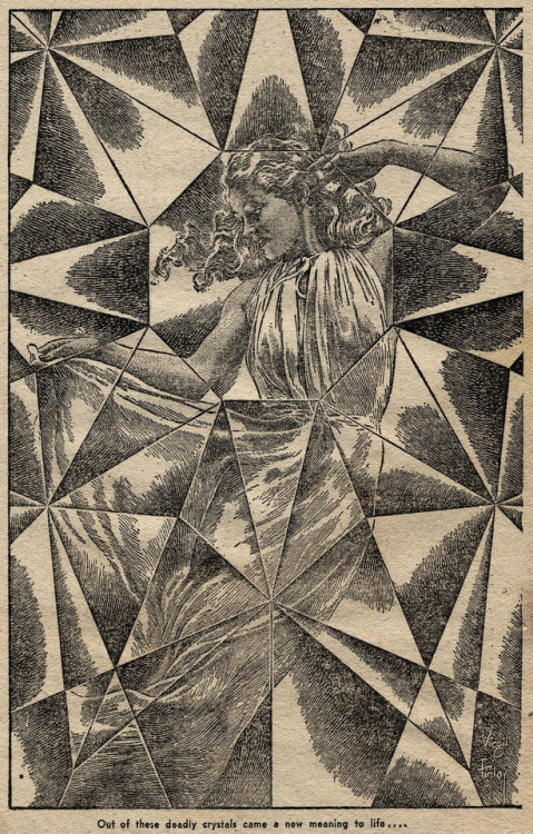 thefugitivesaint:Virgil Finlay (1914-1971), ‘Make Room For Me’, “Fantastic Adventures”, Vol. 13, #5, 1951Source
