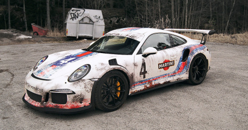 This guy wrapped his $175K Porsche GT3 RS to look like a worn-out Martini racer that’s seen better d