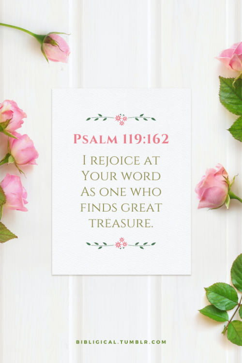 Psalm 119:162I rejoice at Your wordAs one who finds great treasure.