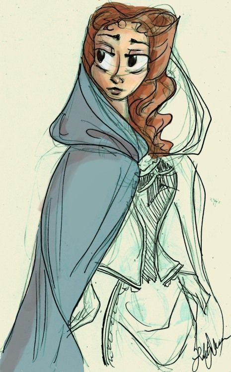 WIP! Coloring in a doodle of Christine Daae :) Experimenting with a new technique on coloring. Final