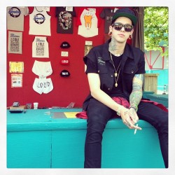 ilovetmills:  Chillin at the Merch station at SHAGGFEST. Come get some gear!