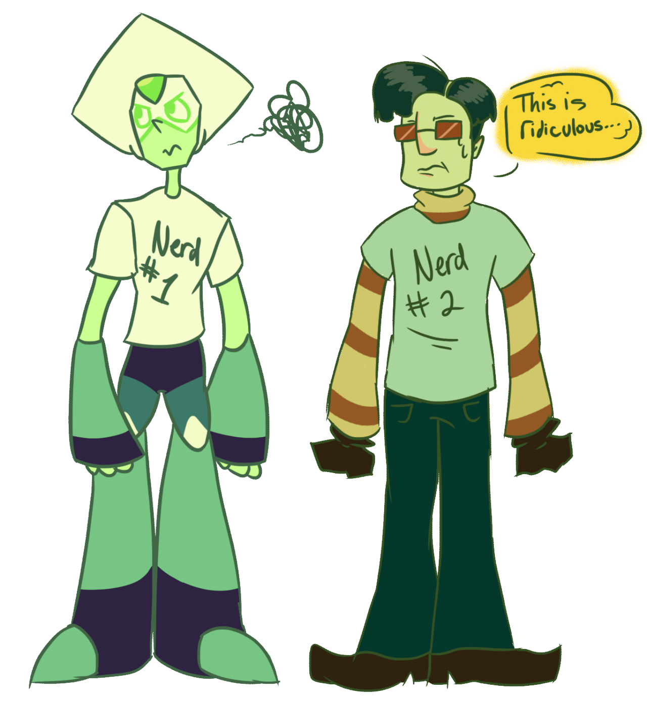 goggaliciousraz:  lifetakesyoubythehair The two green nerds meet, and they’re wearing