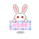 bunny holding home sign