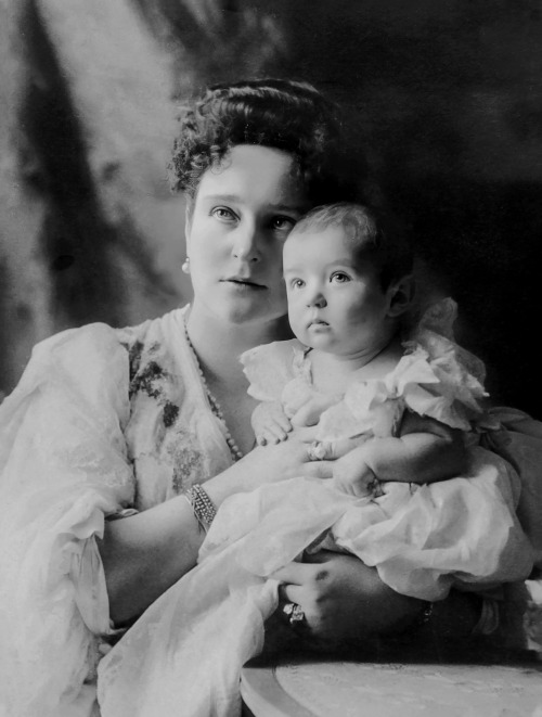 Empress Alexandra Feodorovna of Russia photographed with each of her five children, Olga (b.1895), T