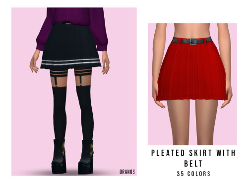 Pleated Skirt With Belt- New Mesh- Handmade Texture- 35 Colors- HQ mode compatible- Specular map inc