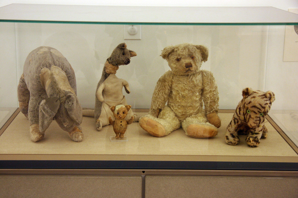 Original Pooh and his friends given as gifts by author A. A. Milne to his son Christopher Robin Milne between 1920 and 1922.