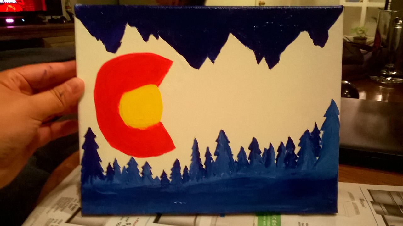 I did blue trees and mountains instead of the blue stripes on the Colorado flag.