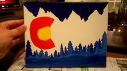 I did blue trees and mountains instead of the blue stripes on the Colorado flag. The &ldquo;C&rdquo; is a little wonky but I like it 😏