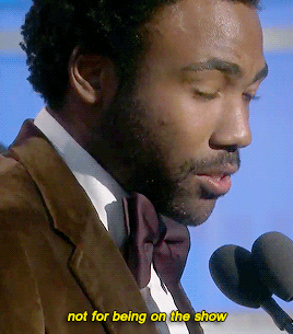 tearthatcherryout:Donald Glover accepting his award for Best Television Series -