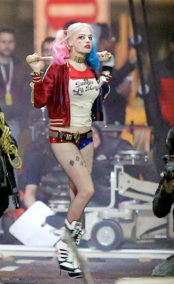 foxtel:  Today’s hot look … Margot Robbie on the set of Suicide Squad.