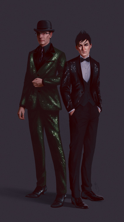 just guys wearing sparkly suits