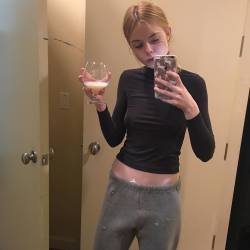 fanningmaryelle:  ellefanning: Halfway dressed to go out, but kinda just wanting to stay in your sweats and drink your milk out of a fancy glass #sundays 