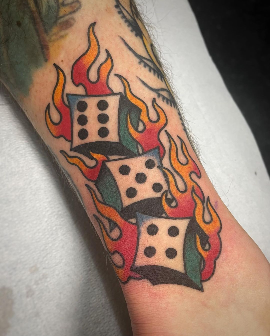 Three Dice Tattoo Parlour  Flaming dice by rorytattooer   threedicetattoo  Facebook