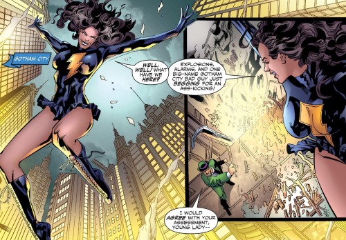 Mary Marvel vs. Riddler.[from Countdown to Final Crisis (2007) #42]
