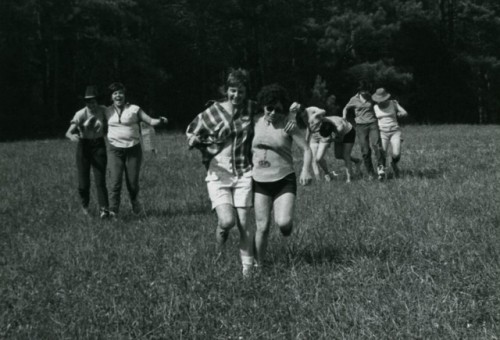 “Dyke Olympics,” North Carolina (1983): A one-day all-lesbian womyn’s land event. Photos by Elaine M