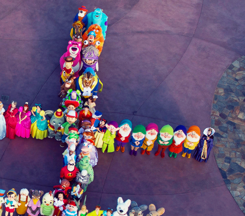 hakuna-tuh-mater:  itswhereimmeanttogo:  mickeyandcompany: Can you name all the characters in this picture? (x)  Can we all take a minute and appreciate Mike Wazowski in this picture?   I DIDN’T NOTICE THAT JESUS 
