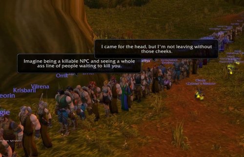 gamercrunch:people waiting in lines to kill a quest mob in World of Warcraft Classic via reddit