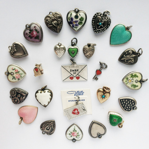 amandajojewels:Happy Valentine’s Day everyone! Antique and Vintage Heart Charms.