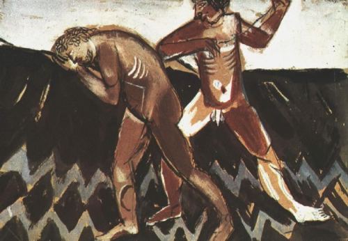 Cain and Abel, 1911, Marc ChagallMedium: gouache,cardboard