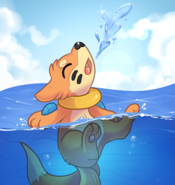 hipakipa: A picture of buizel in the water was inevitable!  Eeeee too cute &lt;3