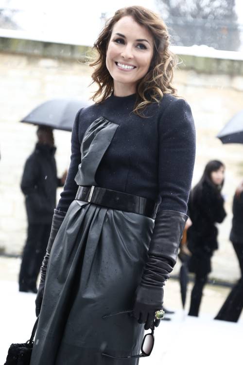 leatherleatherlady:  Swedish actress Noomi Rapace in leather gloves and leather skirt at Paris Haute