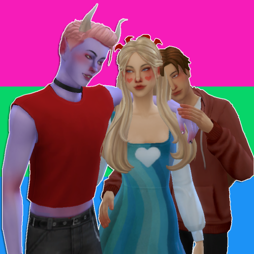 Some of my LGBTQ+ Sims! 1. Noah (Asexual/Bi romantic)2. Moon (Bisexual)3. Cristine (Lesbian)4. Grego