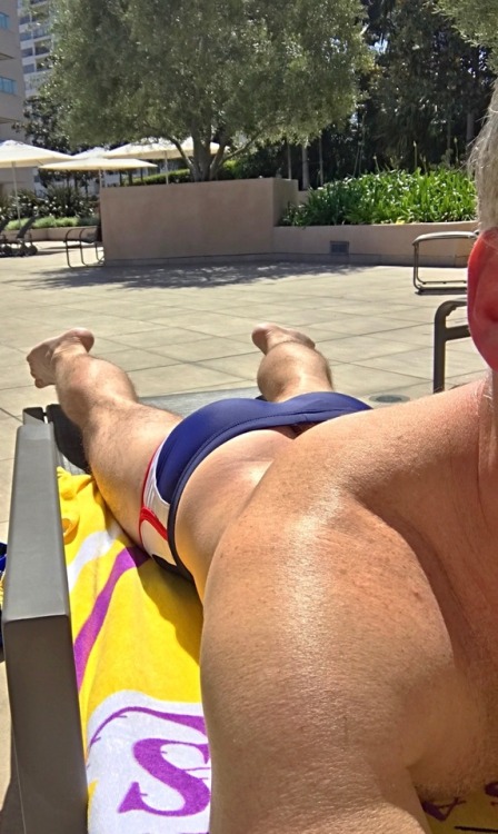 adamforadam212: In LA.  Working on the tanlines while bf is in the office.