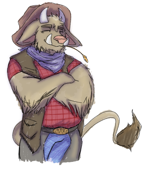 twitter said I should draw my cow boy as a cow boy so here we are heres a very rough lazy draw becau