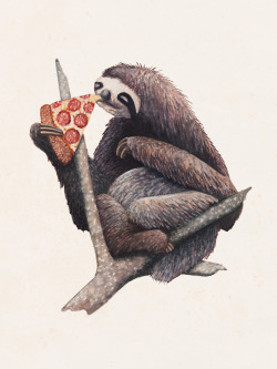 johnstortz:  Pizza Sloth.Heaven is a good branch and a hot slice.Prints available here. Limited run of 30.