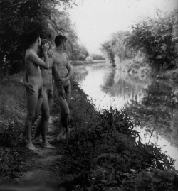 aom-male-gallery:   John, Gary and Kris on the Bank of a Canal (1995), from the photo book, The Edge of Desire, by Howard Roffman 
