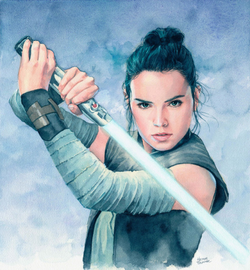 hectortrunnec:Star Wars’ Rey watercolor Prints here: society6.com/product/rey-the