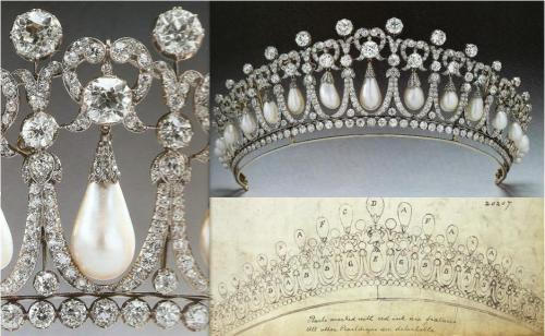 uilasharryfanfiction:  From top, The Girl’s of Great Britain and Ireland Tiara (with base, left, without base, right), The Fife Tiara, The Grand Duchess Vladamir Tiara (with pearls, left, with emeralds, right), The Poltimore Tiara, The Strathmore Rose