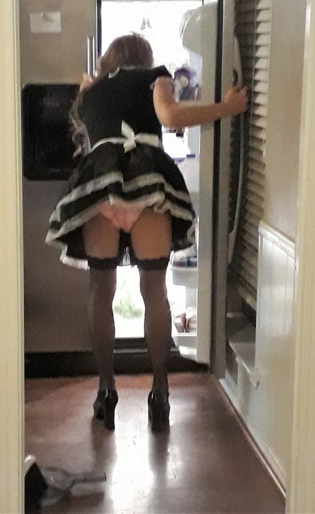 sweetcandijane:Sweeping, dusting, getting Goddess a drink, only a couple of my duties as a maid 