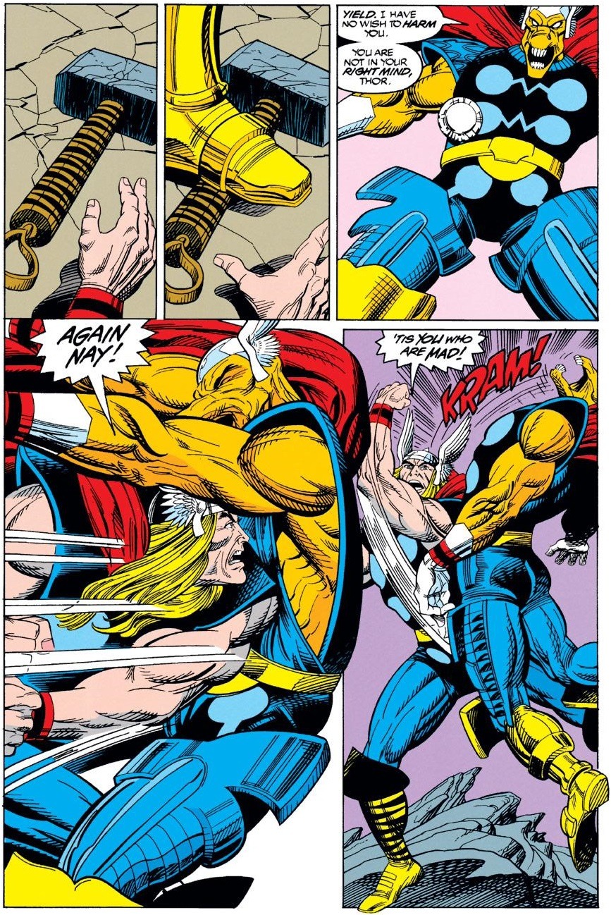 Beta Ray Bill vs. Thor. [from Thor (1966) #461]