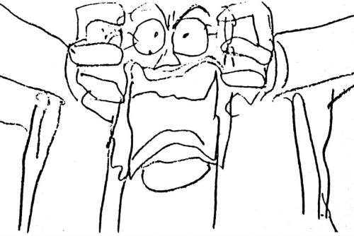 sournote2014: Character model of priest Zenigata and storyboard drawings from the deleted opening of