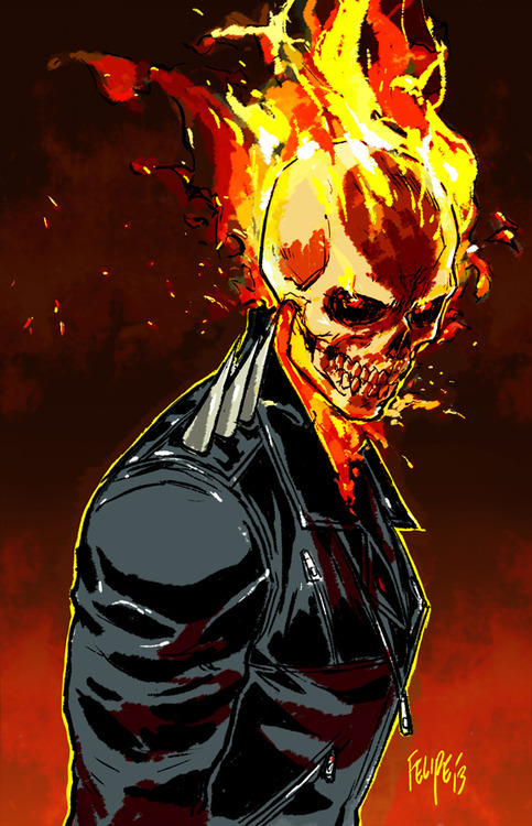 dou-hong:  felipesmithart:  alterego-dnb:  felipesmithart:  Blaze, Ketch, Reyes.   Thus should be a series.  2 of them are already active in the same series! Blaze and Reyes are in the current story arc of All-New Ghost Rider!  I sit next to this guy