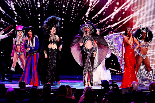 The cast of The Cher Show performs onstage during the 2019 Tony Awards at Radio City Music Hall on J