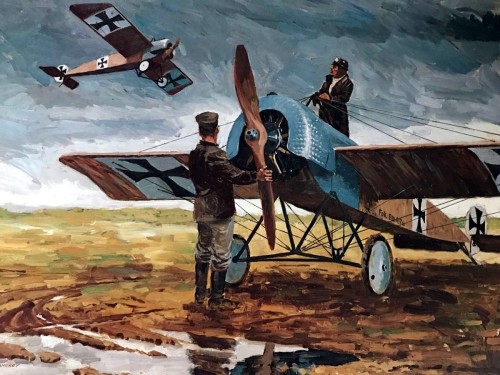 pinturas-gran-guerra-aire:  1916 Fokker EIII 417_16 - R. Sherry