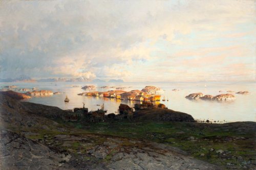 Adelsteen Normann - Summer Night in Lofoten, 1882. Oil on canvas.