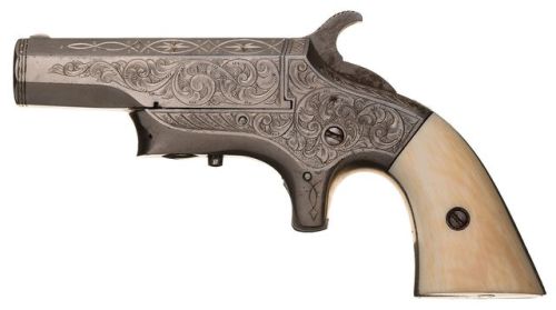 Rare factory engraved Southern Derringer with ivory grips, produced by Brown Manufacturing Co./Merri