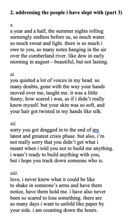 napowrimo day 2 // addressing the people i have slept with (part 3)man this one really stings now lo