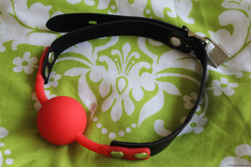 bdsmgeekshop:Red Silicone Ball Gag with Lockable Leather Strap