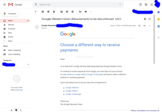 Google AdSense no longer offering Western Union as payment gateway