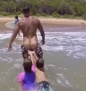 shreddedgifs:  hot dad at the beach