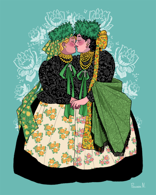 pannan-art:My Silesian LGBTQ+ series in one post.LGBTQ+ people in traditional Silesian clothing and 