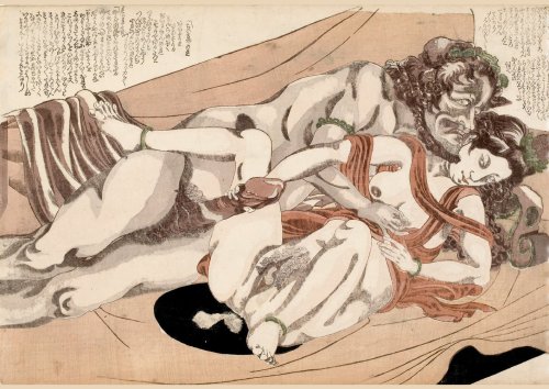 la-petite-mort-69:  Dutch Couple (or Nymph and Satyr) - Yanagawa Shigenobu From the series “Storm of the Willow” (Yanagi no arashi)  